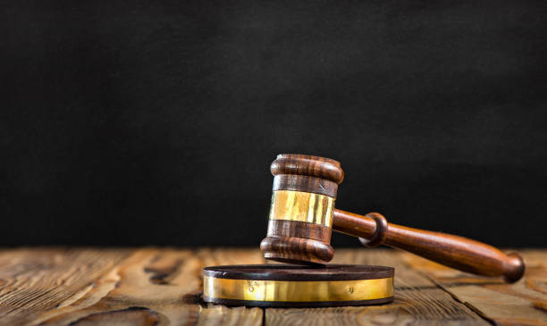 istock Judges Hammer on Black Board Background, Justice Concept 953741126