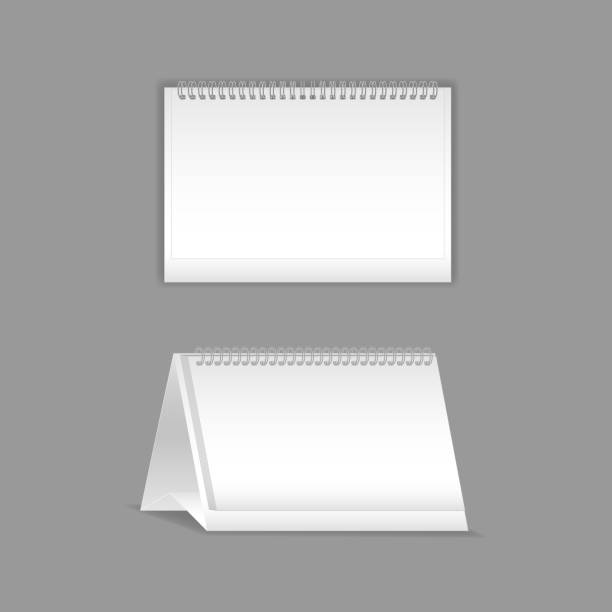 vorlage, layout, schöne realistische notebook. leere weiße flipchart mit feder - flipchart stock-grafiken, -clipart, -cartoons und -symbole