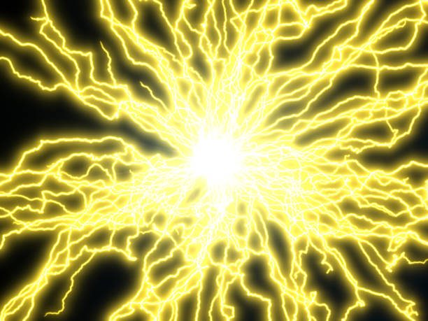 istock yellow electric arcs. 3d illustration 953748292