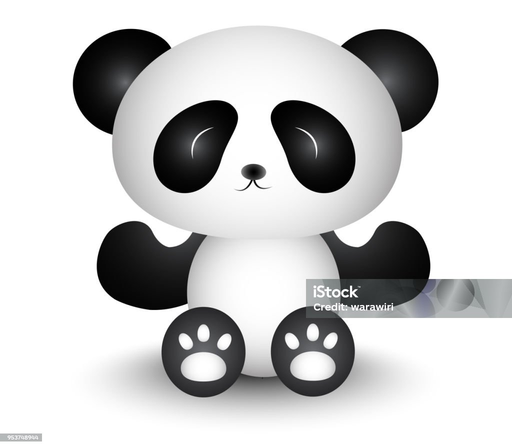 Ilustración de Panda De Dibujos Animados Lindo Blanco Y Negro y más  Vectores Libres de Derechos de Adulto joven - Adulto joven, Alegre,  Alimento - iStock