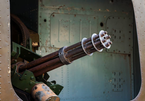 six-barrel rotary machine gun in the door helicopter