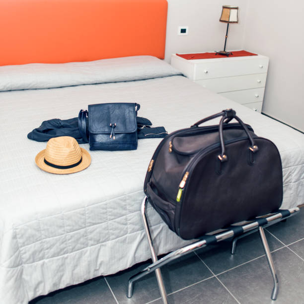 istock Suitcase in hotel room 953756888