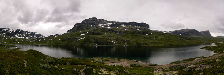 Panoramic view to Hardangervidda plateau and Votna lake, Norway