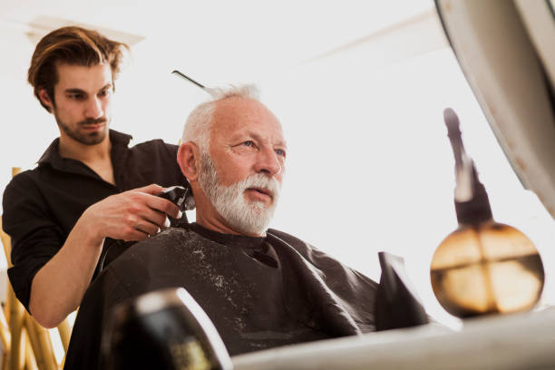 istock Senior man getting new haircut 953763990