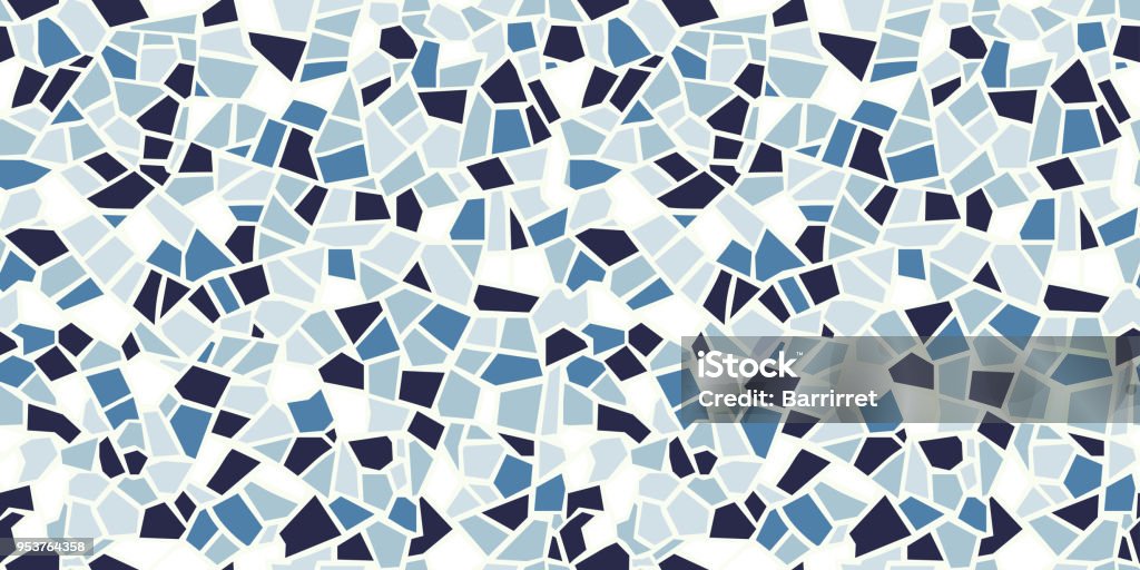 Bright abstract mosaic seamless pattern. Vector background. Endless texture. Ceramic tile fragments. Bright abstract mosaic seamless pattern. Vector background. For design and decorate backdrop. Endless texture. Ceramic tile fragments. Colorful broken tiles trencadis. Blue and orange colors. Mosaic stock vector