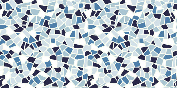 Bright abstract mosaic seamless pattern. Vector background. Endless texture. Ceramic tile fragments. Bright abstract mosaic seamless pattern. Vector background. For design and decorate backdrop. Endless texture. Ceramic tile fragments. Colorful broken tiles trencadis. Blue and orange colors. mosaic illustrations stock illustrations
