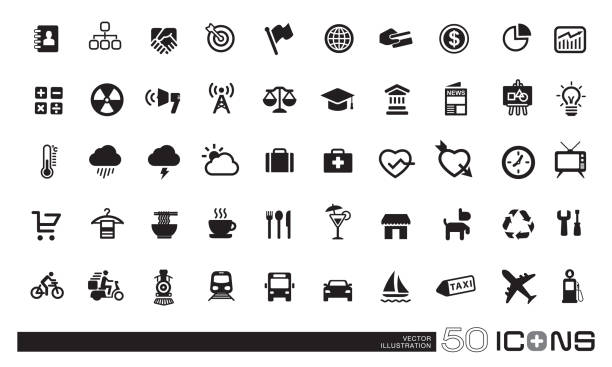 50 icons - hund grafiken stock-grafiken, -clipart, -cartoons und -symbole