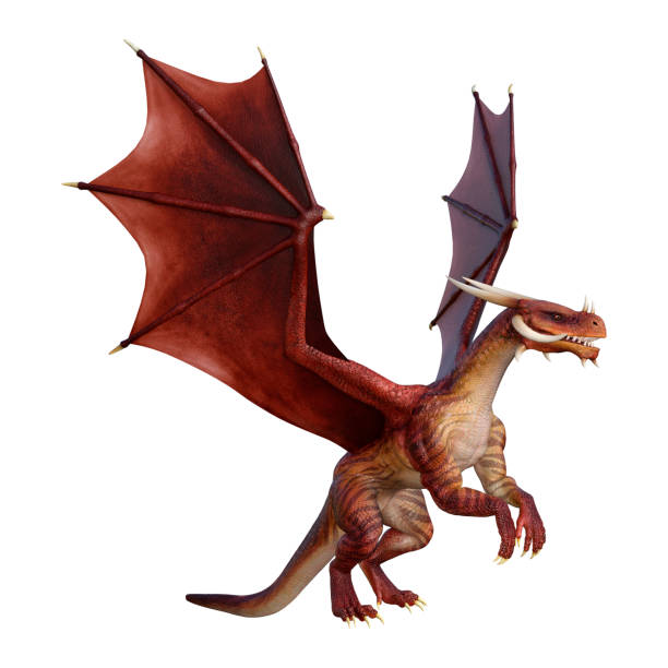 istock 3D illustration red fairy tale dragon on white 953767962