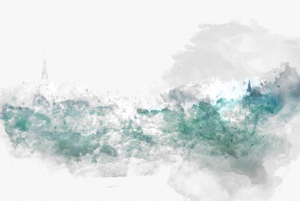 istock Abstract Mountain hill on watercolor painting background. 953768342
