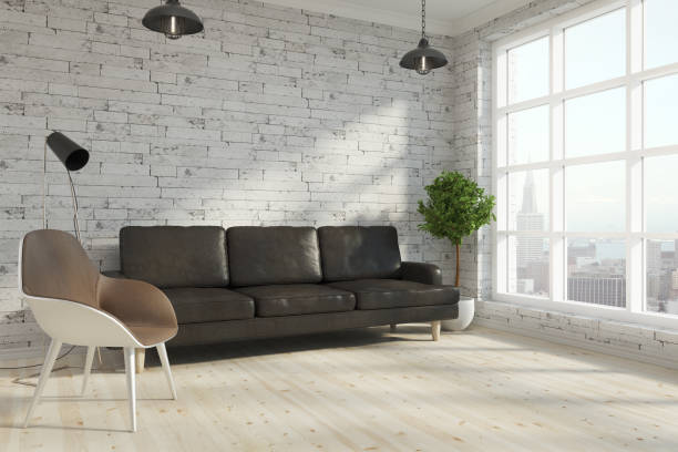istock Contemporary brick living room 953772014