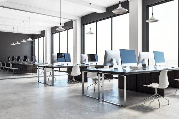 istock Industrial coworking office interior 953772394