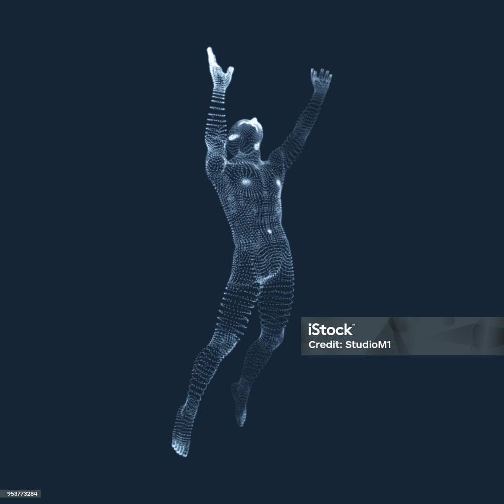 Jumping Man Đồ Họa Vector Bao Gồm Các Hạt Mô Hình 3d Của Mô Hình ...