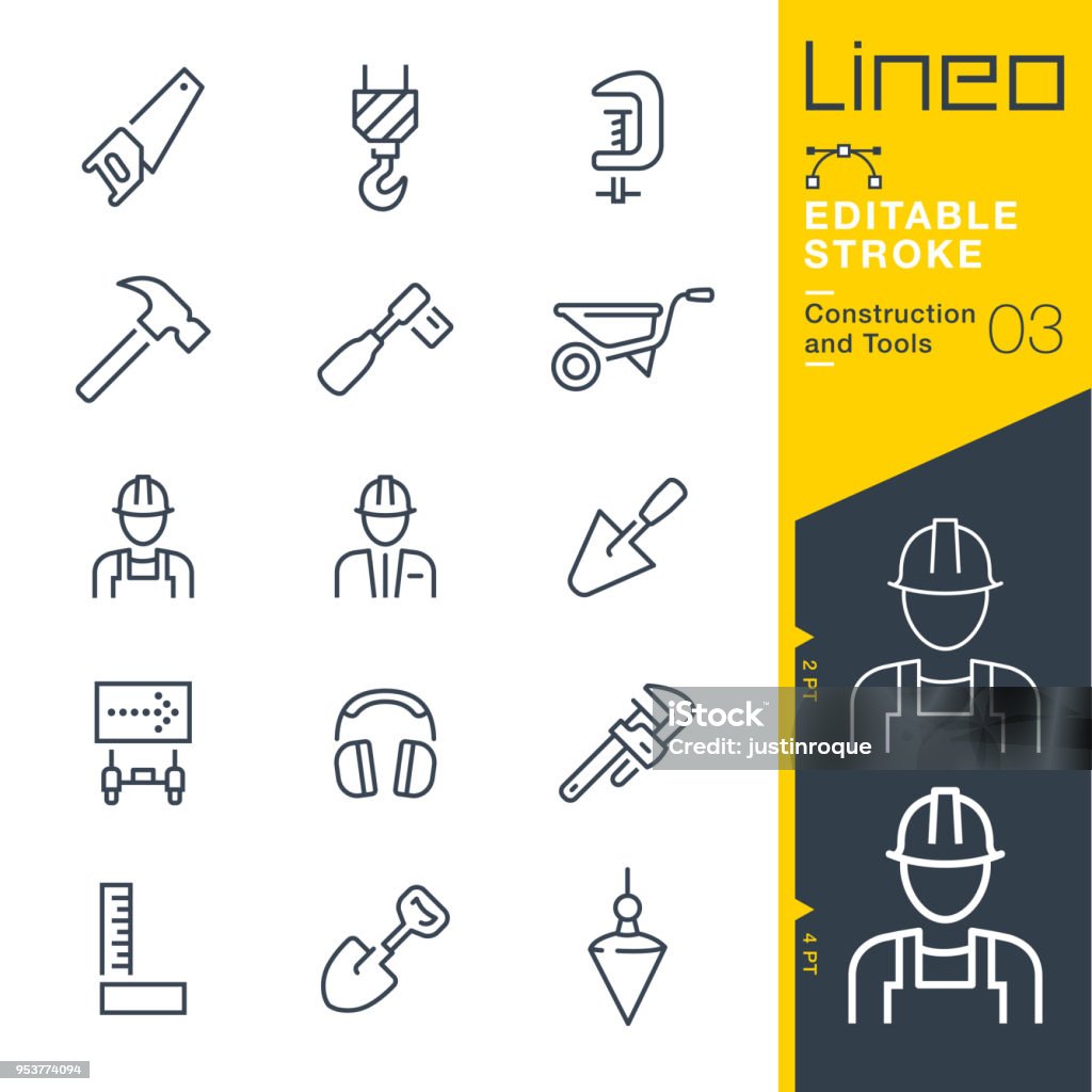 Lineo Editable Stroke - Construction and Tools line icons Vector Icons - Adjust stroke weight - Expand to any size - Change to any colour Icon stock vector