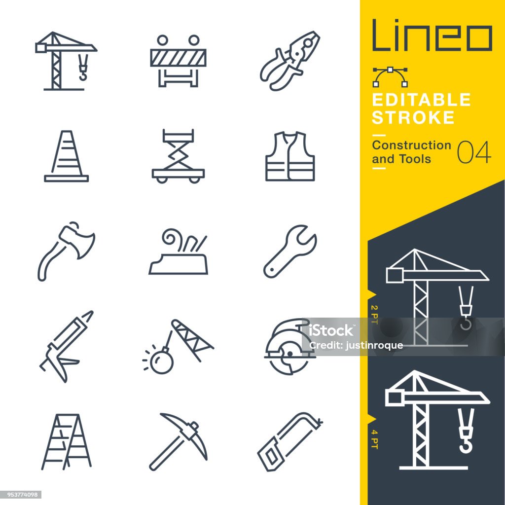 Lineo 編集可能なストローク - 建設とツール線アイコン - アイコンのロイヤリティフリーベクトルアート