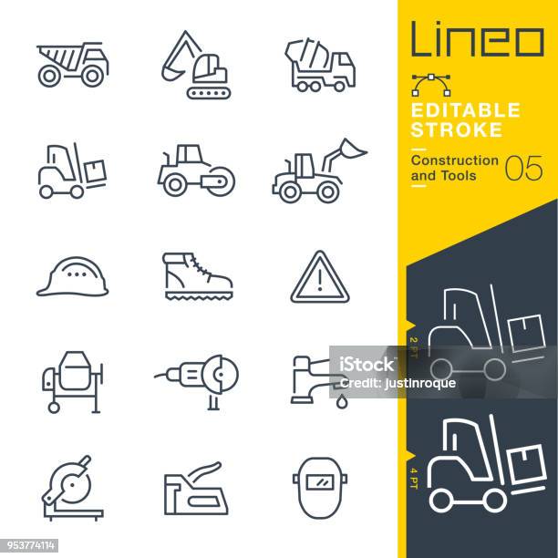 Lineo Editable Stroke Construction And Tools Line Icons Stock Illustration - Download Image Now