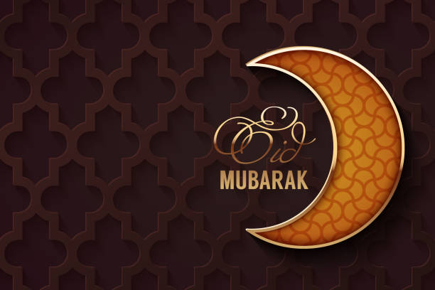 ilustrações, clipart, desenhos animados e ícones de dourado lua e rotulação eid mubarak - international tourism trade fair