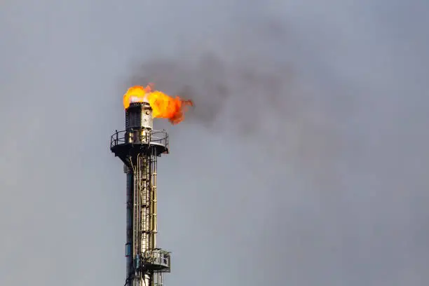 Photo of Refinery flare - Burning of dangerous gases in the oil field.