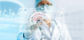 istock Doctor checking brain testing result, analysis with modern virtual interface in laboratory, innovative technology in science and medicine concept 953782862