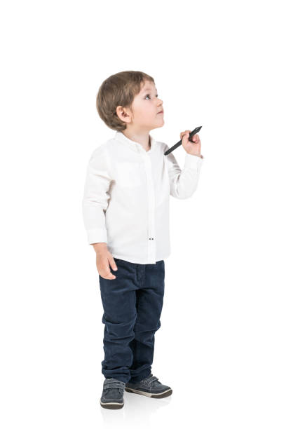 istock Cute little boy with a marker, isolated 953782988