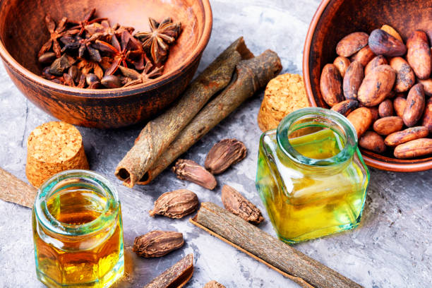 istock Essential cinnamon oil in bottle 953787424