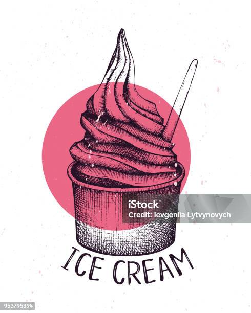Vector Ice Cream Sketch Stock Illustration - Download Image Now - Ice Cream, Logo, Retro Style