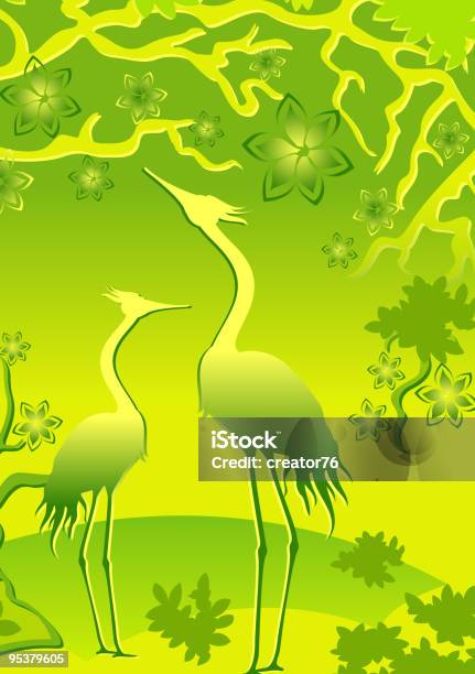 Herons A Verde - Arte vetorial de stock e mais imagens de Asa de animal - Asa de animal, Atitude, Bico