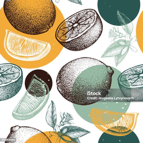 Seamless Lime Fruits Pattern Stock Illustration - Download Image Now - Pattern, Fruit, Lemon - Fruit