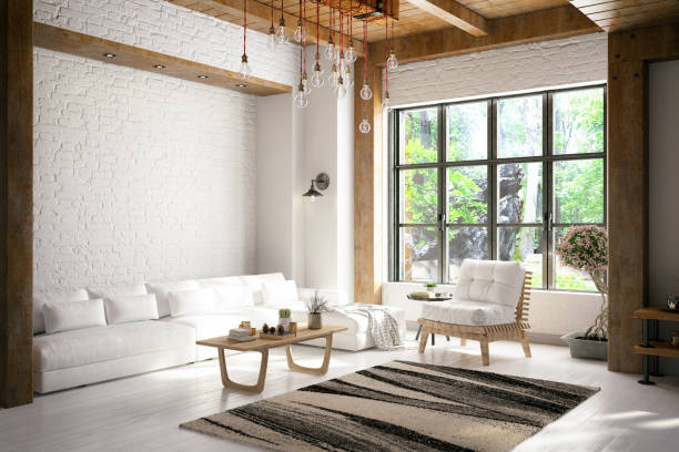 ロフトルーム - loft apartment house contemporary indoors ストックフォトと画像