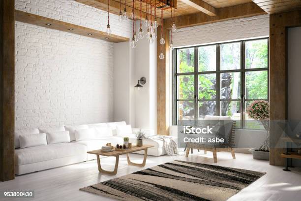 Loft Room Stock Photo - Download Image Now - Indoors, Modern, Home Interior