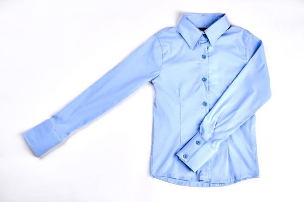 istock Woman beautiful long sleeve blue shirt. 953800718