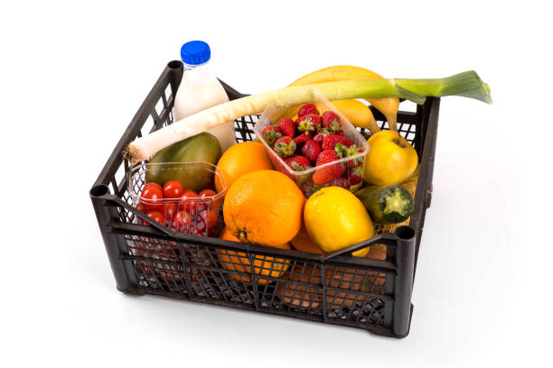 istock box with groceries isolated on white background 953800858