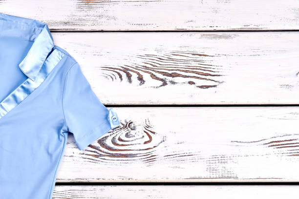 istock Girls short sleeve blue shirt. 953800904
