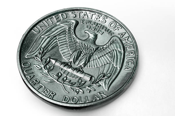 American silver dollar. US coin 1902 Eagle's head and wings. Macro photography. Numismatics.