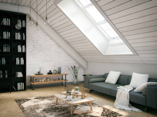 loft-zimmer - indoors window elegance tranquil scene stock-fotos und bilder