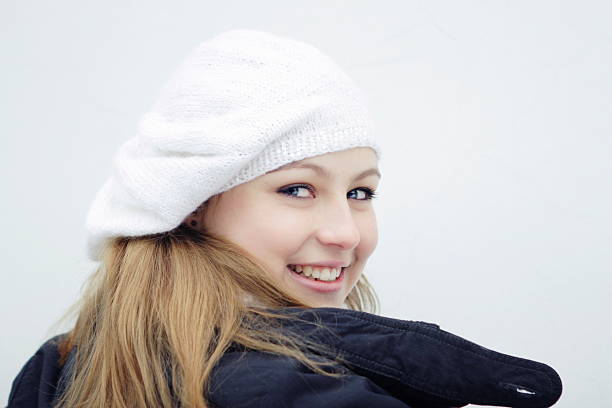 young girls with blue eyes stock photo