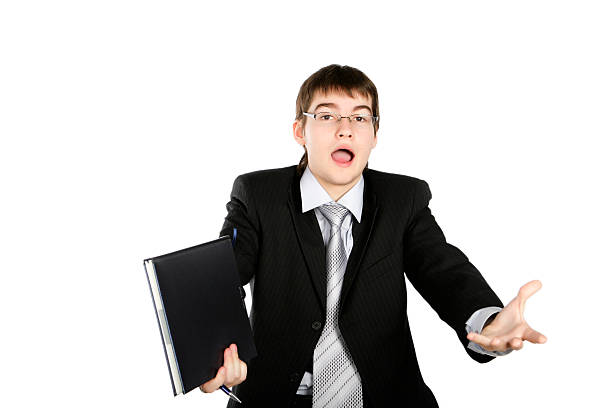 Young happy successful businessman or student stock photo