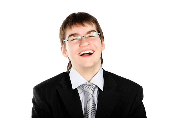 Portrait of a young smiling businessman or student stock photo