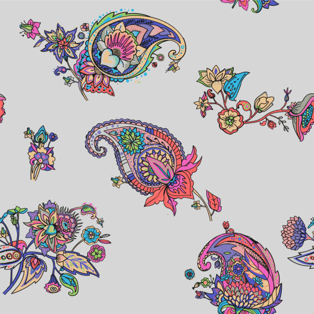 Paisley Paisley. A seamless pattern based on the traditional oriental paisley pattern or Turkish cucumber. Fabric, wallpaper, background bedpan stock illustrations