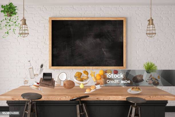Zero Gravity In Kitchen Stock Photo - Download Image Now - Chalkboard - Visual Aid, Kitchen, Menu