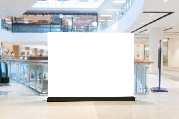 blank billboard with copy space for your text message or content in shopping mall and luxury clothing derpartment store for background - market asia photography outdoors imagens e fotografias de stock