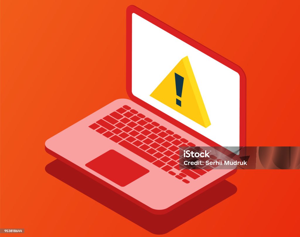 Problem With Laptop Virus Attention Broken Computer Stock Illustration ...