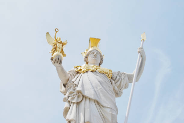 Statue Of Pallas Athene Outside The Austrian Parliament (Vienna, Austria) stock photo