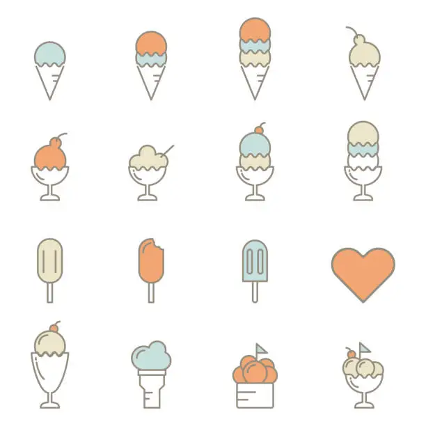 Vector illustration of ice cream line icon vector illustration