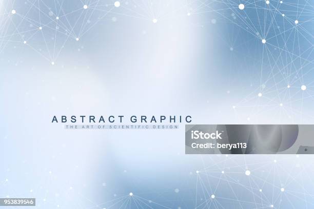 Geometric Graphic Background Molecule And Communication Big Data Complex With Compounds Perspective Backdrop Minimal Array Digital Data Visualization Scientific Cybernetic Vector Illustration Stock Illustration - Download Image Now