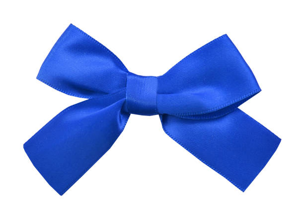 istock Blue satin gift bow. Ribbon. Isolated on white 953847856