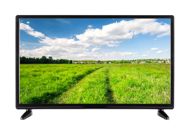 istock Flat high definition TV with a country road on the screen 953849064