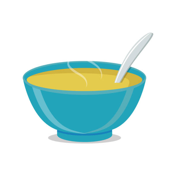 heiße teller suppe, teller isoliert-symbol. suppe mit gemüse isoliert auf weißem hintergrund. vektor-illustration - soup stock-grafiken, -clipart, -cartoons und -symbole