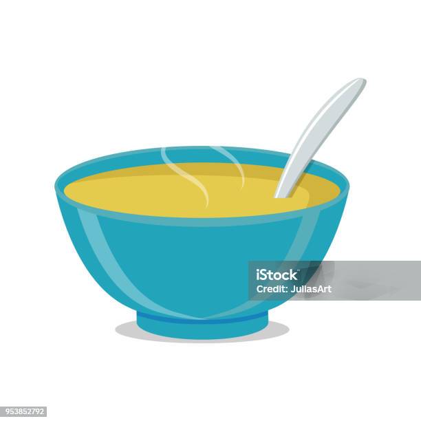 Hot Bowl Of Soup Dish Isolated Icon Soup With Vegetables Isolated On White Background Vector Illustration Stock Illustration - Download Image Now