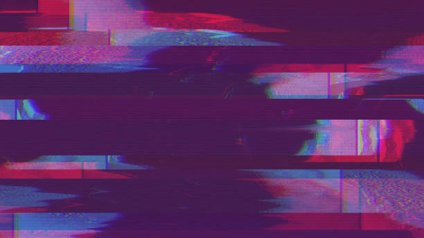 design unico abstract digital pixel noise glitch error video damage - distorted foto e immagini stock