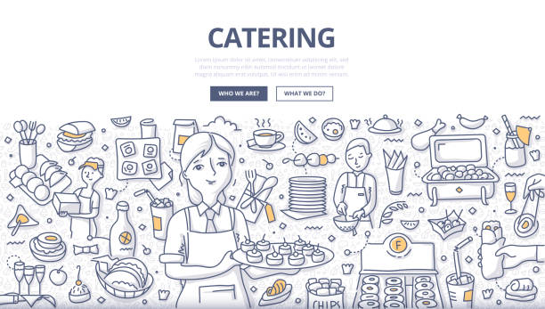 catering-doodle-konzept - catering stock-grafiken, -clipart, -cartoons und -symbole